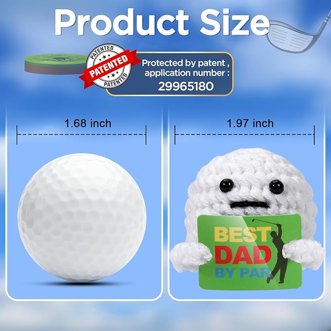 AICase Golf Gifts for Dad, Best Dad by Par, Funny Father's Day Christmas Birthday Crochet Golf Ball Presents Gag Gift Ideas Cool Stuff for Men Golfers Daddy Father Papa from Daughter Son