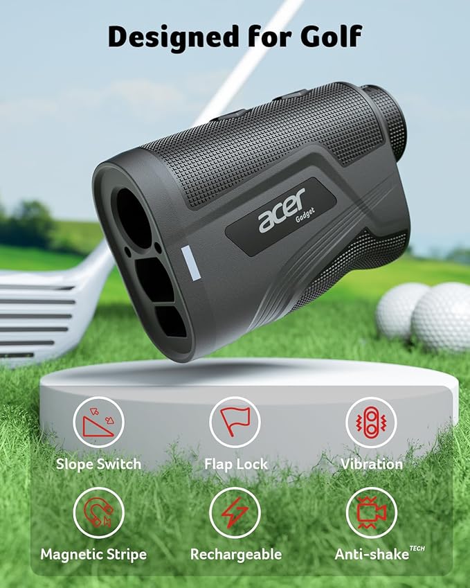 Acer Gadget Golf Rangefinder with Slope - 800/1200Yards Range Finder for Hunting, 6X Magnification with Flag Pole Locking Vibration, Rechargeable Battery with Magnet Stripe, Golf Accessories for Men