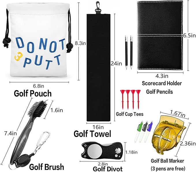 Golf Valuables Pouch, Leather Golf Tee Pouch with Drawstring Closure Golf Ball Handbag Portable Ball Pouch Golf Accessories for Men Women