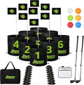 Golf Chipping Game with 2 Retractable Clubs & 9 Holes, Portable Golf Set for Adults Kids, Outdoor Indoor Sports Practice Toy Gift for Family Play Yard, Backyard, Lawn, Beach
