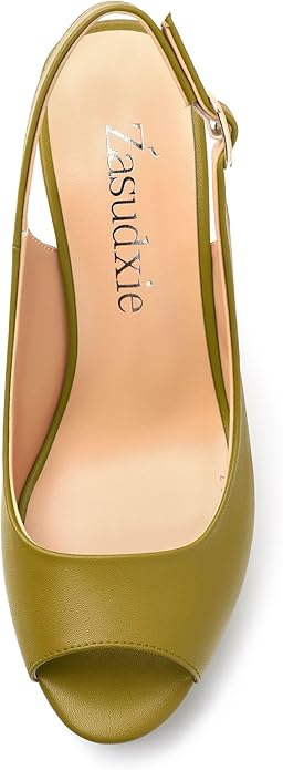 Womens Peep Toe Wedge Heels Matte Fashion Cork Slingback Pumps Platform Wedge Sandals 3.94 Inches