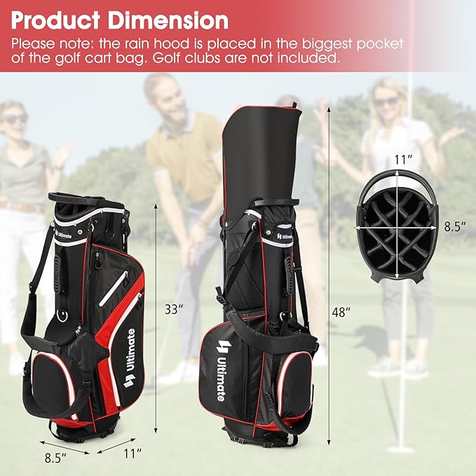ULTIMATE 14-Way Golf Stand Bag, Portable Golf Bag w/ 6 Pockets,Cooler Bag & Waterproof Valuable Pocket, Rain Hood, Ergonomic Dual Strap System & Carrying Handles, 5 LBS Lightweight for Adults