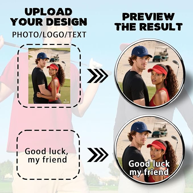 Custom Golf Ball Marker Hat Clip with Photo Text Personalized Magnetic Ball Markers Hat Clip for Men Women Golfer Removable Attaches Premium Gifts