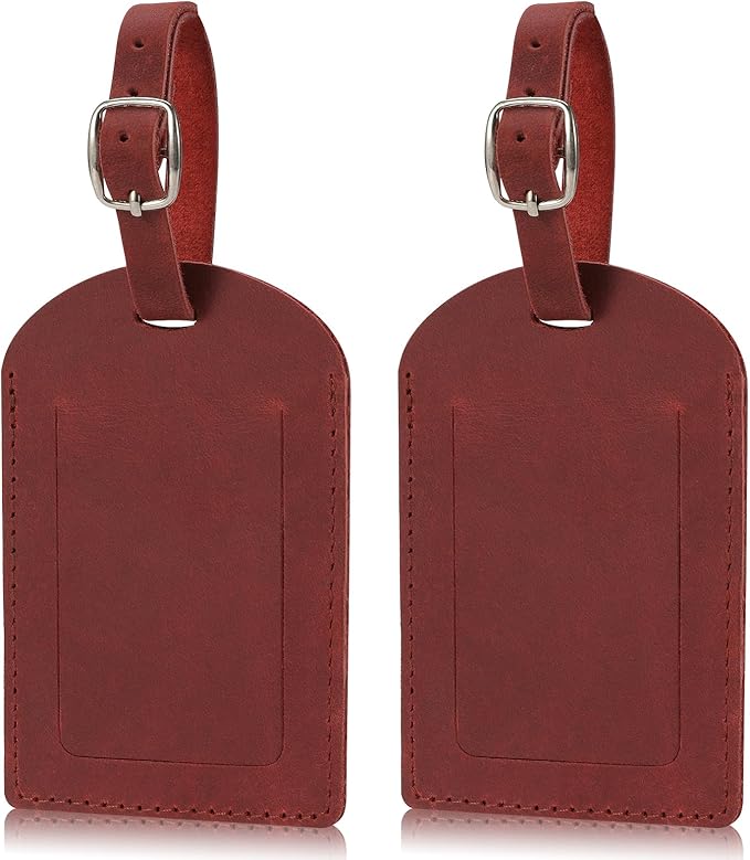 Ringsun Leather Luggage Tag for Suitcases ID Tags Bag Tags for Luggage (2 Pack)