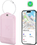 TopMade Smart Luggage Tag with Find My, Premium Leather Luggage Tags for Suitcase, Travel Bags, Backpacks, Anti-Lost Suitcase Tag Tracker for Travel with Privacy Name Card, Rechargeable
