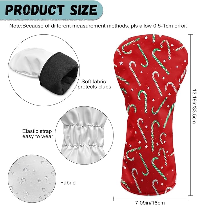 Golf Club Head Covers for Club Protective, Waterproof PU Leather Driver Fairway Wood Hybrid Head Cover
