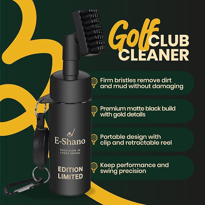 Golf Club Cleaner Brush with Water Spray-2-in-1Groove Cleaner, Ultra Strong Magnetic Clip, Advanced Leak-Prof Spray System