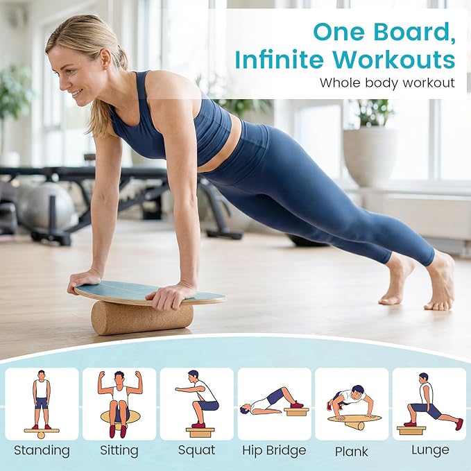 GYMAX Balance Board for Adults, 330LBS Wobble Boards with Storage Rack, Wooden Exercise Balancing Stability Trainer for Improve Balance, Surfing, Skate, Yoga, Skateboarding