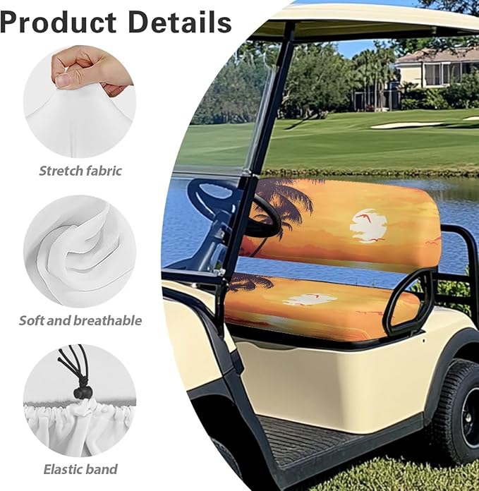Fashion Print Golf Cart Seat Covers 2 Passenger Golf Cart Backrest Cover Golf Cart Seat Towel Gift for Friends