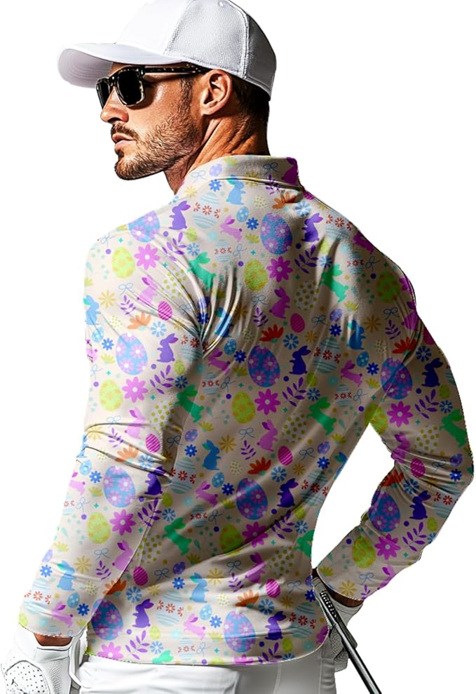 Men's Long Sleeve Golf Shirt Quick Dry 3 Button Work Fishing Outdoor Casual Collar Shirt