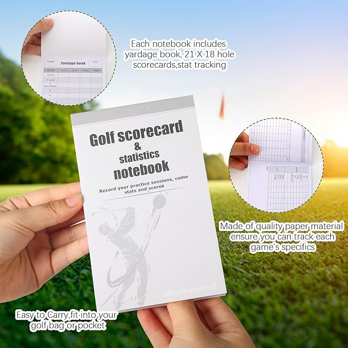 Glenmal 8 Pcs Golf Yardage Book with Golf Scorecard Book Notebook Pocket Size, Journal, Log Book, Score Book, Notepad for Golfers Men Women Golfing Game Scorebook Supplies
