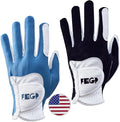Golf Glove, Men's Players,Left Handed Glove,Japan New Synthetic Leather,resisti Flexible. Stretchy Lycra,Breathability Works Well, Fit, Durable. Value 2 - Pack Golf Gloves.Size M-L-XL