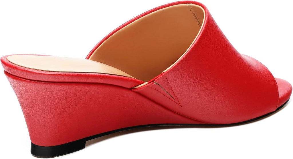 Wedge Sandals for Women Open Toe Wedge Heels Womens Matte High Heel Sandal Round Toe Heeled Wedge Sandals Slip on Casual shoes 2 inch