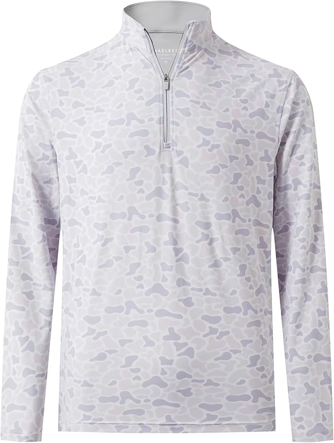 M MAELREG Quarter Zip Golf Pullover Men Dry Fit Long Sleeve Performance Wicking 1/4 Zip Full Print Pullover Mens Sweatshirt