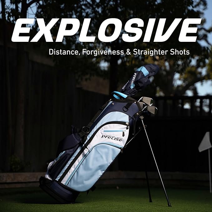 Precise M3 Complete Womens Golf Clubs Set, Includes Driver, Fairway, Hybrid, 7-PW Irons, Wedge, Putter, Stand Bag, 3 H/C's Blue, Golf Clubs Women Right Handed, Regular or Petite Size