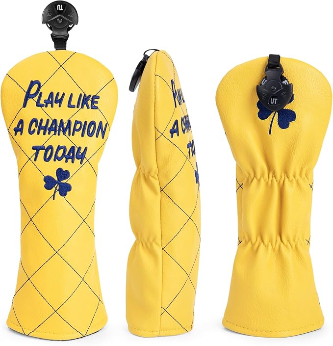 Golf Club Head Covers Premium Leather Golf Driver Fairway(FW) Wood Hybrid(UT) Covers with Number Tags, Golf Mallet Putter Cover Play Like A Champion