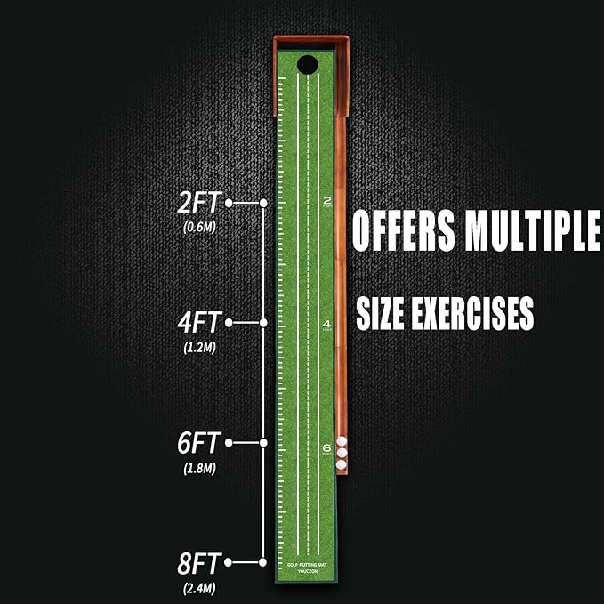 Putting Green Indoor,Golf Putting Mat with Auto Ball Return,Premium Crystal Velvet Surface, Practice Putting mat, Perfect Training Aid & Gift for Golf Lovers Christmas