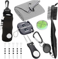 11 Pcs Golf Accessories Kit, Include Golf Ball Bag with Hook Tees Towel Cleaner Brush Ball Marker Divot Tool Score Counter