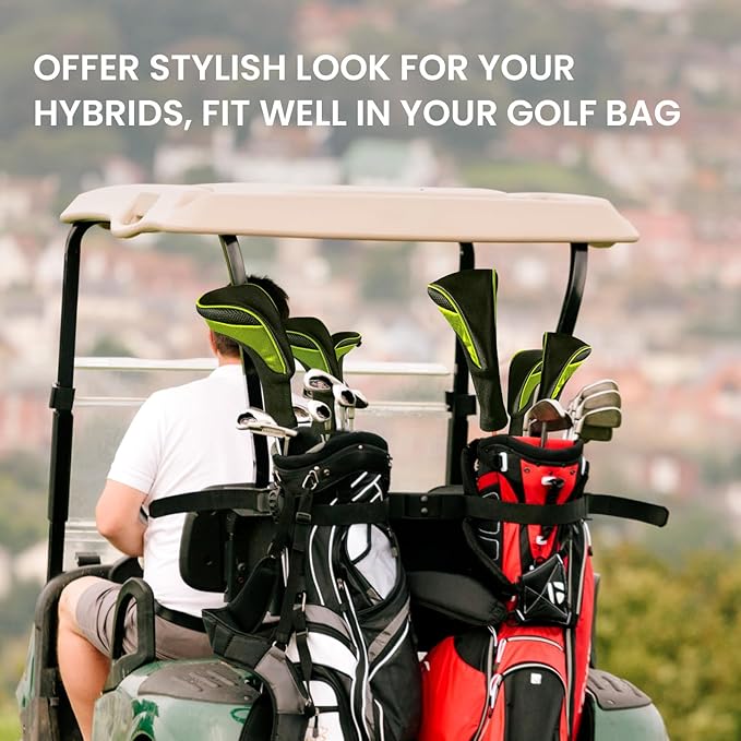 FINGER TEN Golf Club Head Covers for Hybrids Long Headcover Interchangeable Accessories for Ultimate Club Protection