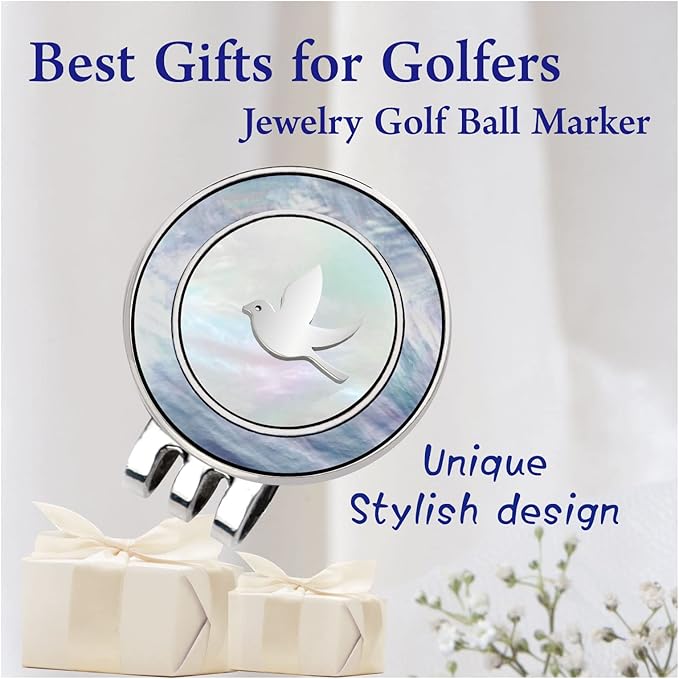 Golf Ball Marker Hat Clip with Pearl Ball Marker, Golf Gifts, Golf Accessories, Golf Ball Markers for Women