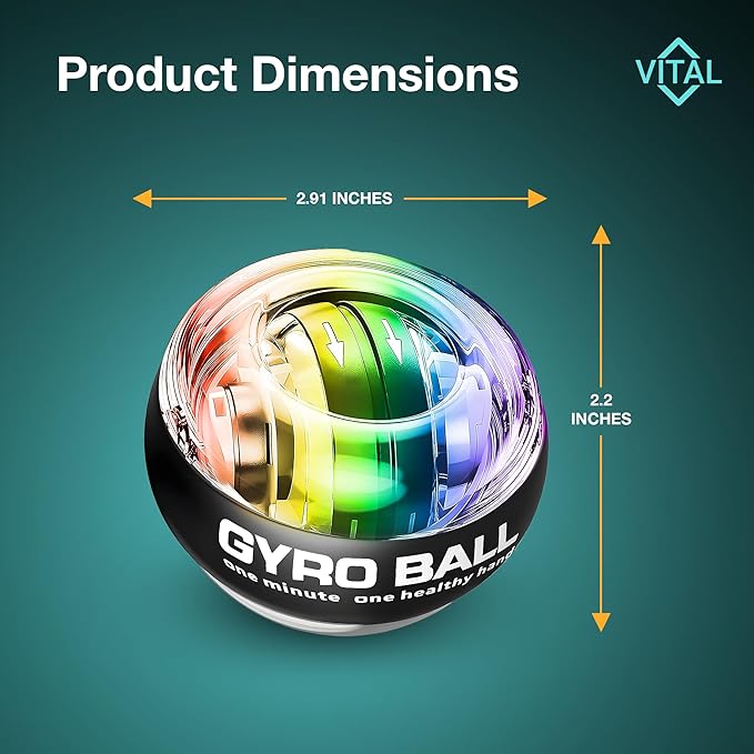 Vital Wrist Ball Exerciser Gyro Ball Hand Gyroscopic Wrist Strengthener & Forearm Trainer with Zinc Rotor Grip Strength Training, Wrist Exerciser & Arm Exercise Equipment Portable Fitness Accessory