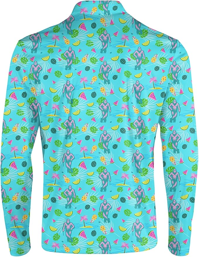 Men's Long Sleeve Golf Shirt Quick Dry 3 Button Work Fishing Outdoor Casual Collar Shirt