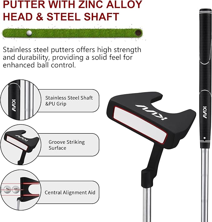 KVV Men's Golf Clubs Package Set, 11-Club Complete Set with/Without Stand Bag/7-Piece Irons (5~P#), Right Handed/Left Handed