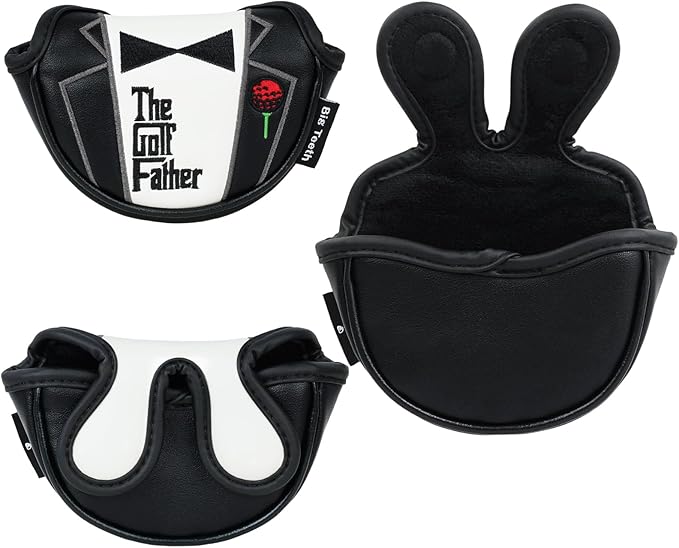 The Golf Father Golf Club Covers, Driver Fairway Hybrid Headcover, Funny Putter Cover Magnetic, Black & White Color Iron Covers,Golf Gifts for Men