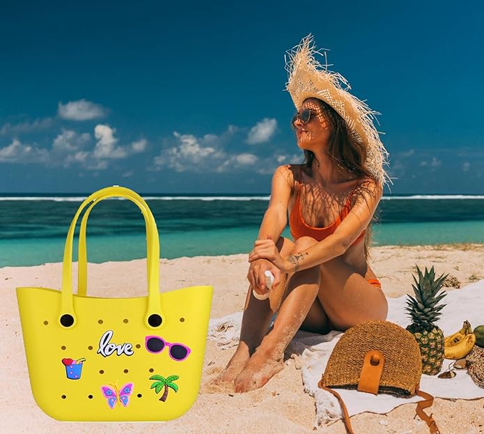 Charms for Bogg Bag Accessories Beach Baseball Charms 30pack Random Color Cute PVC Rubber Beach Bag Charm Decoration,Bag Charm for Handbags Tote bags Girls Women