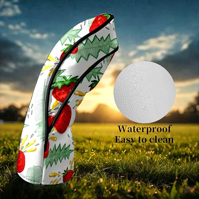 Premium Leather Golf Club Headcovers,Mango Pattern Fits Driver Hybrid Fairway 3/5 Wood,with Scratch-Resistant Lining, Gift for Men and Women