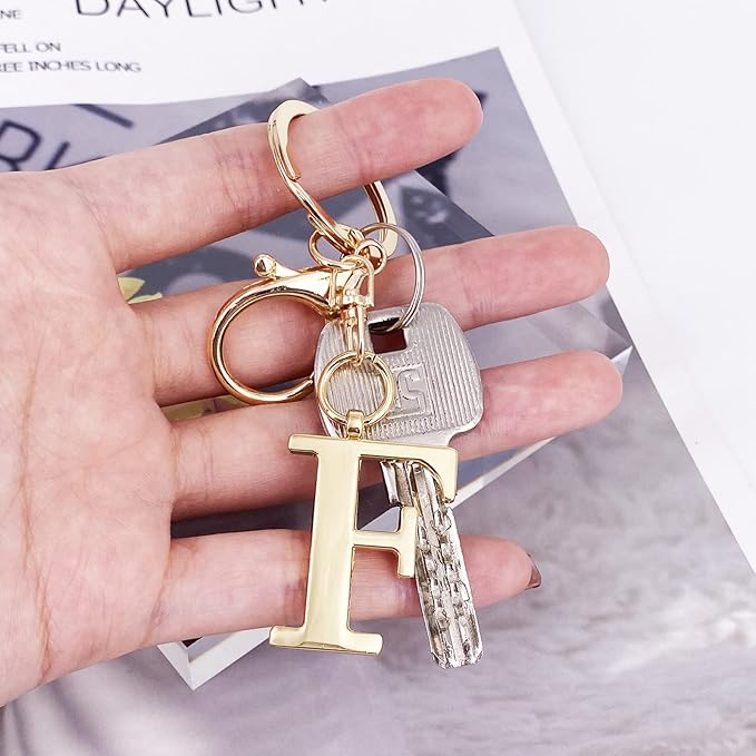LAXPICOL Gold Letter A-Z Keychain for Women Bag Charms Purse Charms For Handbags Metal Alphabet Initial Letter Keychain