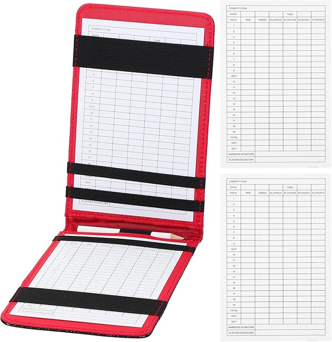 PATIKIL Golf Scorecard Holder, Leather Yardage Book Cover Golf Scorecard Book with Pencil Loop for Golf Club Golf Club Accessories