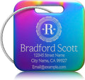 Personalized Luggage Tags - Custom Photo Metal Luggage Tags for Suitcases, Backpacks and Bags with Your Personalized Photo Club Logo Text (Square-Nebula)