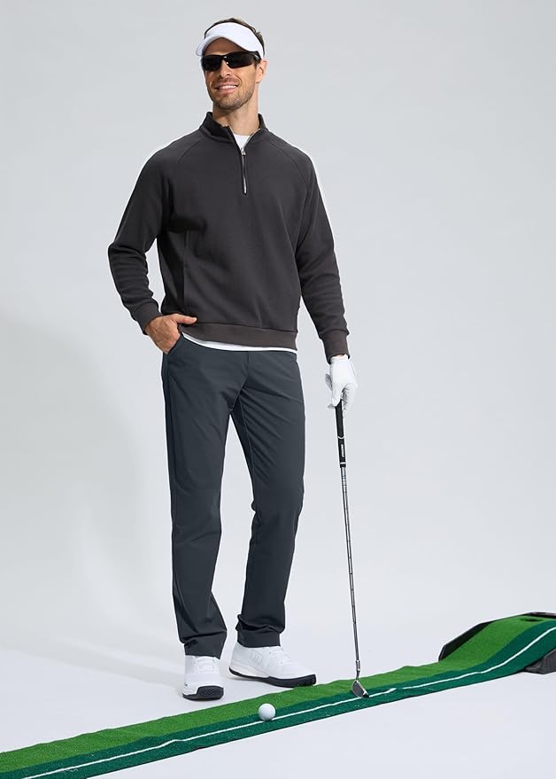 Pudolla Men's Golf Pants Stretch Work Dress Comfy Pants 30"/32"/34" Lightweight Quick Dry Casual Slacks Trousers with Pockets