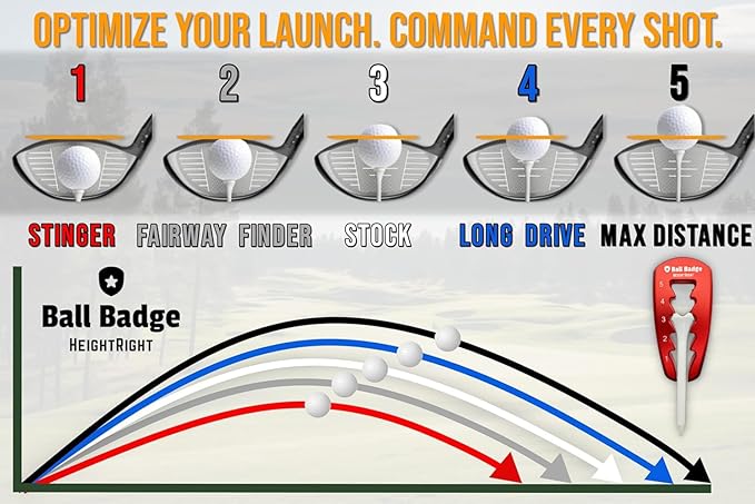 Ball Badge HeightRight Adjustable Golf Tee Height Tool – Precision Tee Height Setter for Consistent Swings, Durable Aluminum Design, Easy-to-Use Golf Training Aid