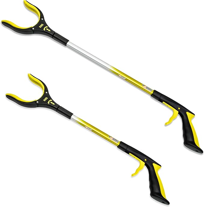 RMS 2-Pack 34 Inch and 21 Inch Grabber Reacher with Rotating Jaw - Mobility Aid Reaching Assist Tool