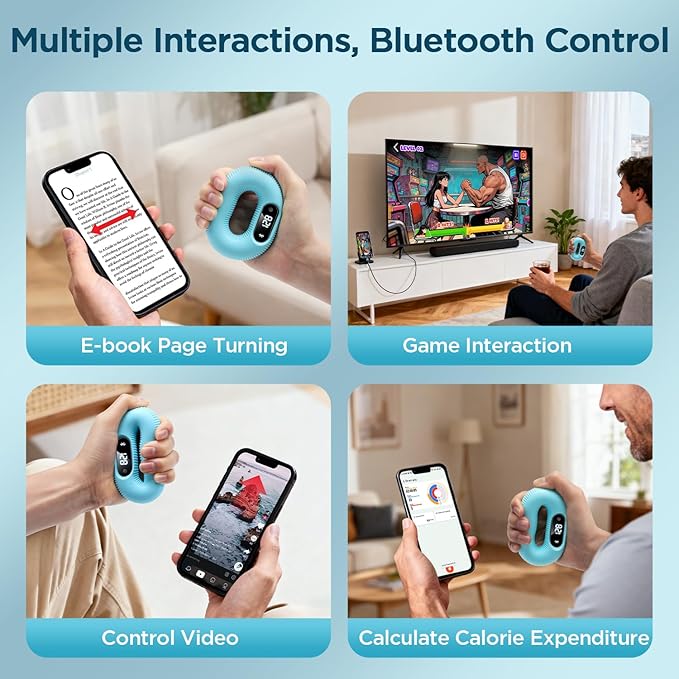 Smart Grip Trainer, Supports Multiple Game Interaction and HID Mode Video Browsing,Hand Gripper for Fitness, Stress Relief and Rehabilitation Training, Hand Exerciser