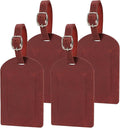 Ringsun Genuine Leather Luggage Tag for Suitcases ID Tags Bag Tags for Luggage (4 Pack, Red)