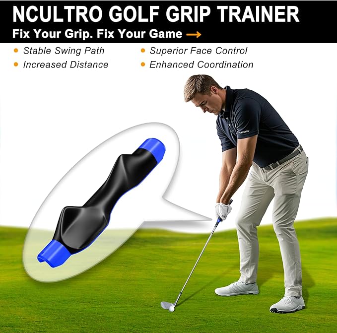 Golf Grip Trainer, Grip Trainer for Golf Clubs - Right Hand Golf Training Aid with Ergonomic Design, Corrects Golf Grip Posture and Improves Swing Accuracy
