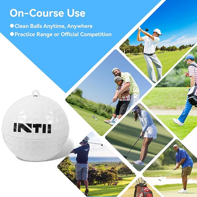 Portable Golf Ball Cleaner More Lightweight, Home Golf Ball Washer for Bag & Cart, with Replaceable Sponges, Clip-On Design, Premium Golf Accessories Gift