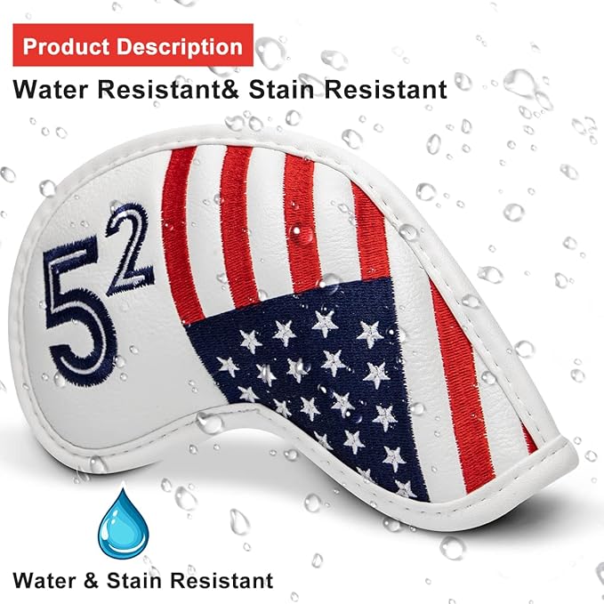Golf Iron Head Covers Set Iron Headcover Wedge Cover Golf Iron Club Cover USA American Flag for PXG0311