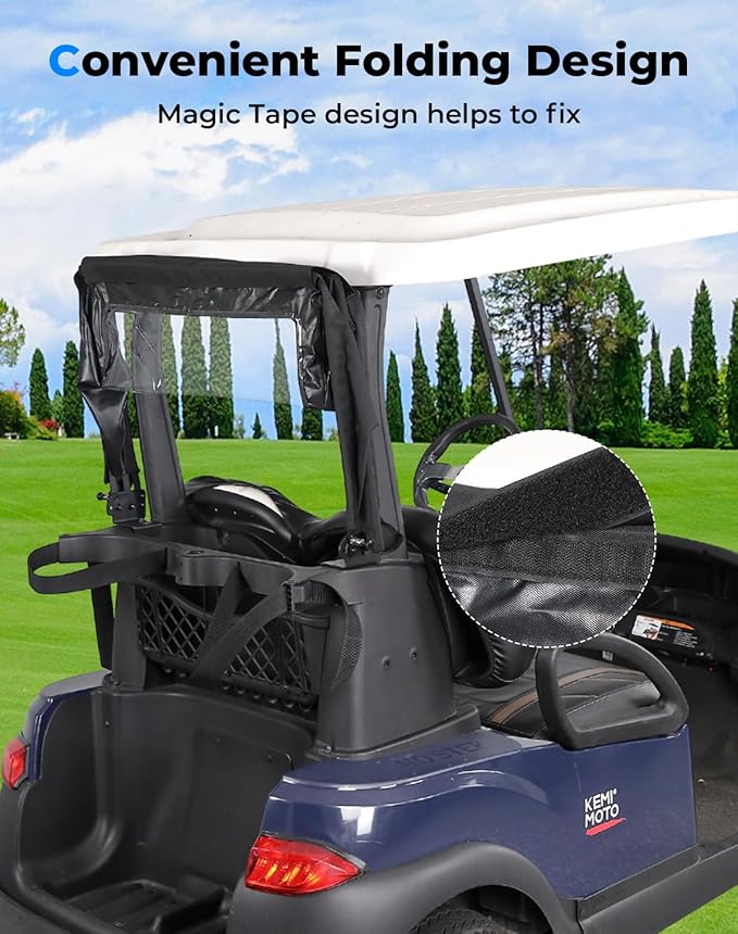 KEMIMOTO Foldable Rear Golf Cart Rain Cover for 2 Passenger Golf Bag Cover Compatible with Club Car Tempo