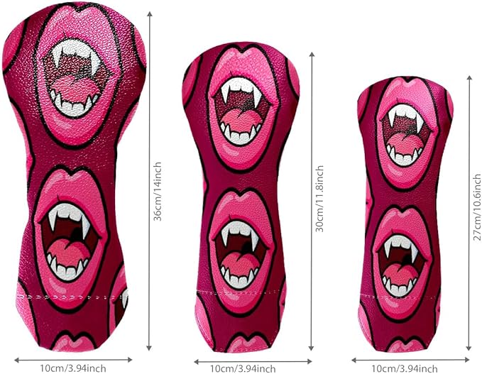 3 Pack PU Leather Golf Club Head Covers - Driver, Fairway Wood & Hybrid, Funny Golf Accessories, Ideal Golf Gift Colorful Line Seashell