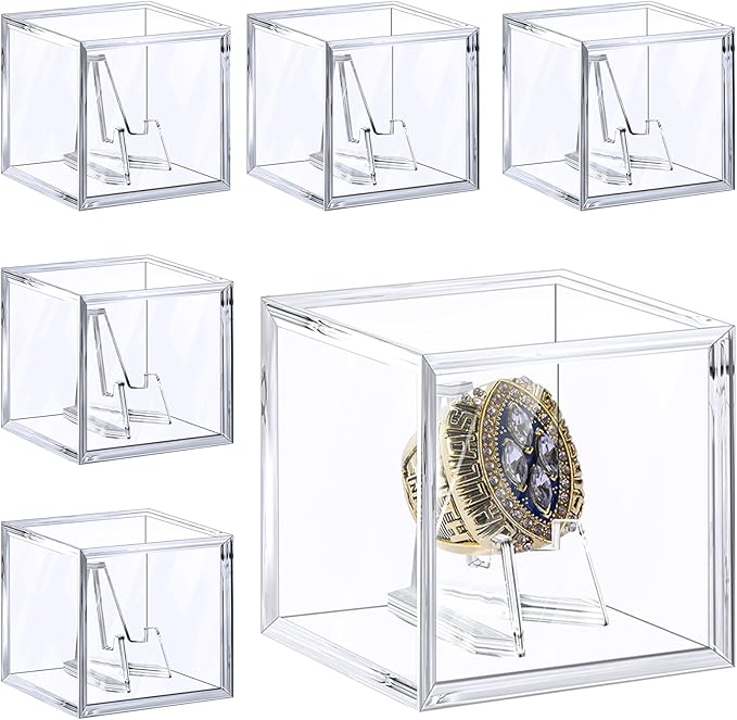 Championship Ring Display Case,Acrylic Display Box and Holder for Super Bowl Rings, Championship Rings, and Baseball Rings,for Collectors and Enthusiasts,6pcs