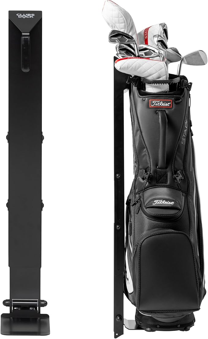 Wall Mount PRO Golf Bag Stand for Storage, Golf Storage Organizer for Garage, Club Dock for Golfing Bag