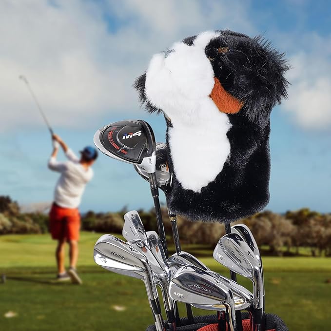 Craftsman Golf Golden Retriever Yorkshire Terrier Bernese Mountain Dog Border Collie Soft Cute Soft Plush Animal Driver Wood Headcover Head Cover Travel Protector Gifts for Men Women