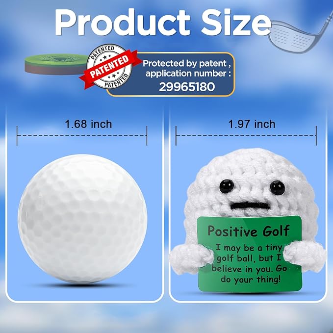 AICase Golf Gifts Accessories Funny Positive Golf Ball Crochet Gag Gift Ideas, Emotional Support Nuggets for Men Women Golfers Tournament Dad Mom Fathers Day Christmas Easter Birthday Stuff