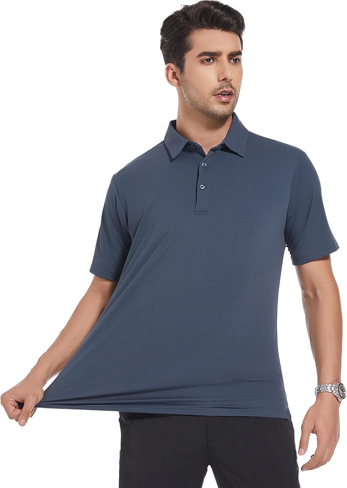 Alex Vando Mens Golf Shirt Moisture Wicking Quick-Dry Short Sleeve Casual Polo Shirts for Men