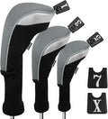 Andux 3pcs/Set Golf 460cc Driver Wood Club Head Covers Long Neck with No. Tags