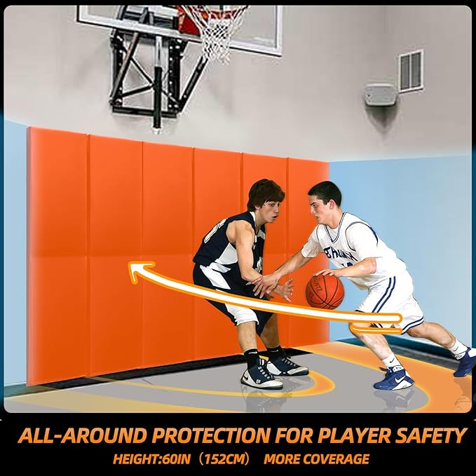 PROGOAL Gym Wall Paddings Basketball Court Wall Protection Pad - 2”Thick Foam Wall Mat Durable Protector for Wall-Mounted Basketball Hoops Garage Taekwondo（60" Lx20 W）